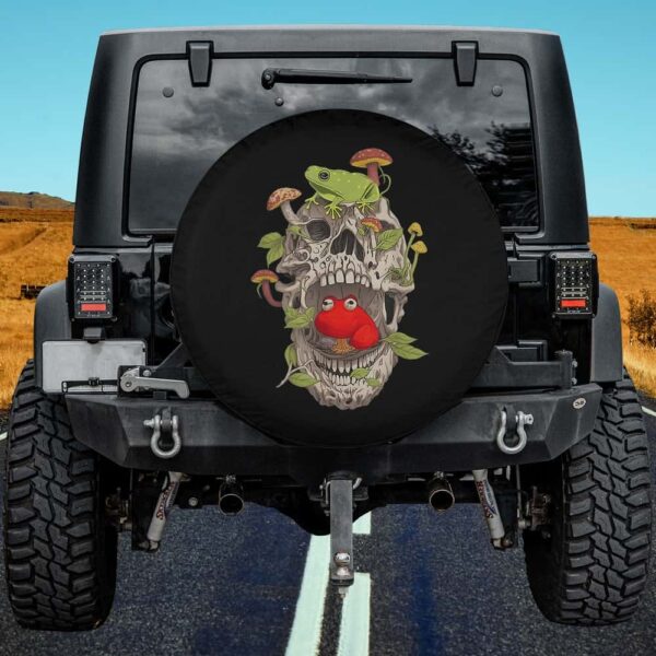 Cottagecore Frog Skull Mushroom Collector Aesthetic Vintage Spare Tire Cover Fit For Jeep, RV, SUV, Truck